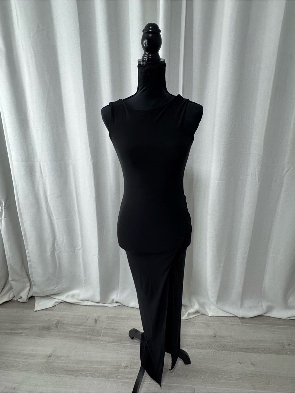 Source Unknown Black Asymmetrical Maxi Dress